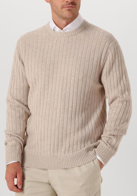 Beige PROFUOMO Trui PULLOVER CREW NECK WOOL BLEND - large