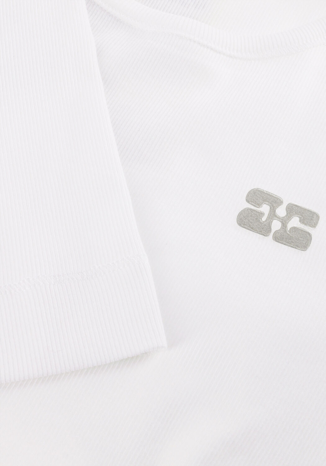 Witte GANNI T-shirt SOFT COTTON RIB SHORT SLEEVE T-SHIRT - large