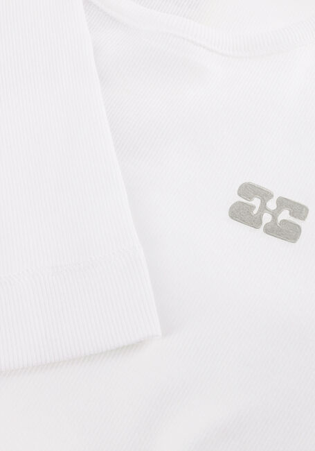 Witte GANNI T-shirt SOFT COTTON RIB SHORT SLEEVE T-SHIRT - large