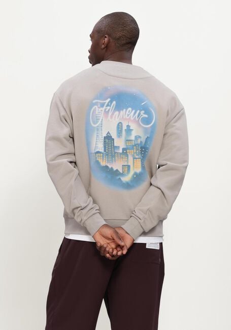 Grijze FLANEUR Sweater CITY AIRBRUSH SWEATER - large