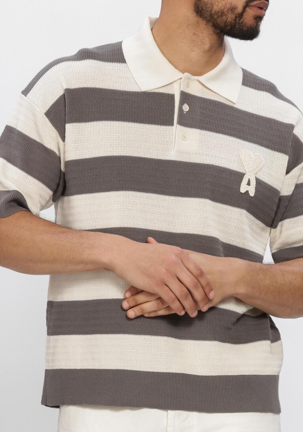 Grijze AMI PARIS Polo SHORT SLEEVES POLO WITH AMI DE COEUR PATCH - large