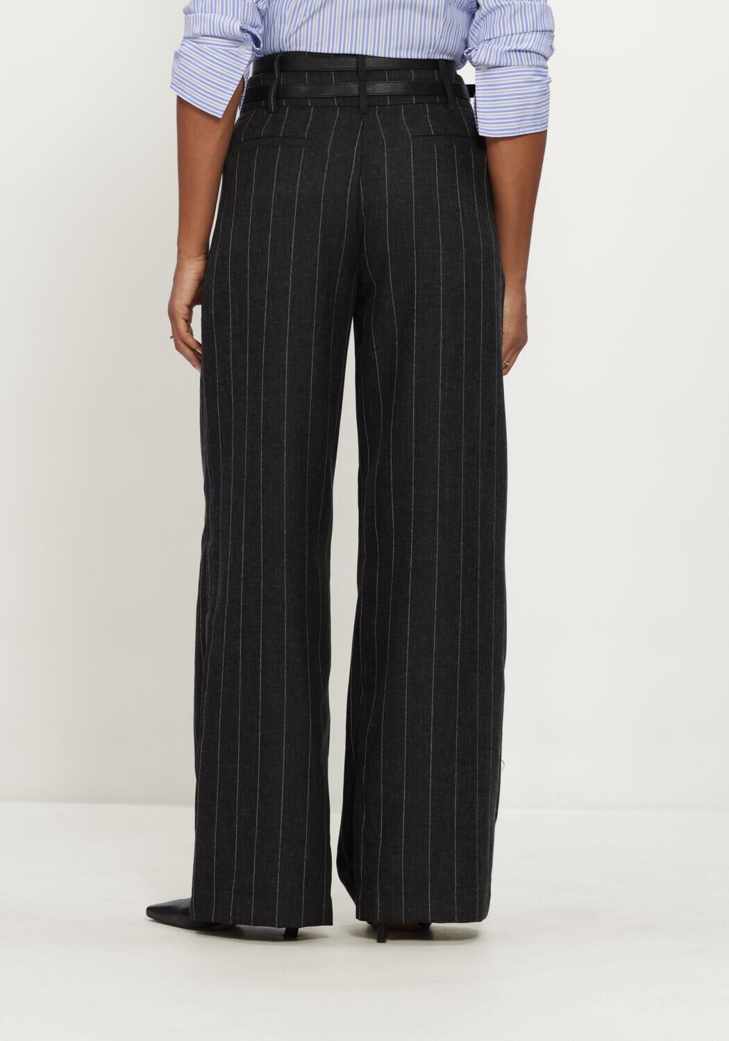 Antraciet HAUTE L'AMITI&Eacute; Wijde broek IVANNA BELT TALL PANT - large