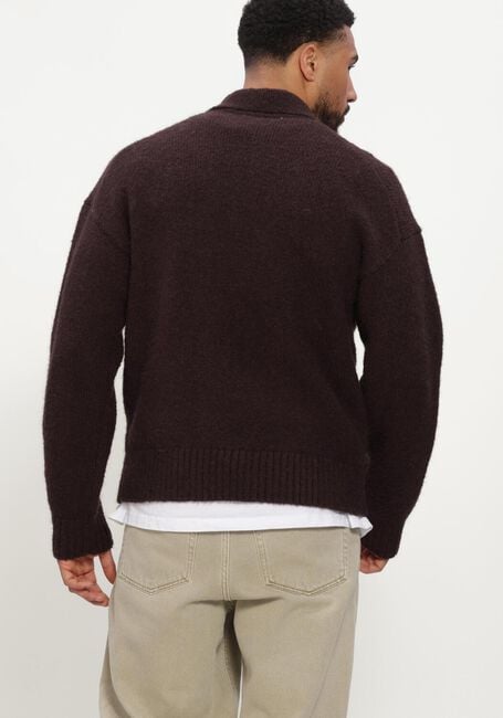Bruine OLAF HUSSEIN Trui OVERSIZED KNITTED POLO - large