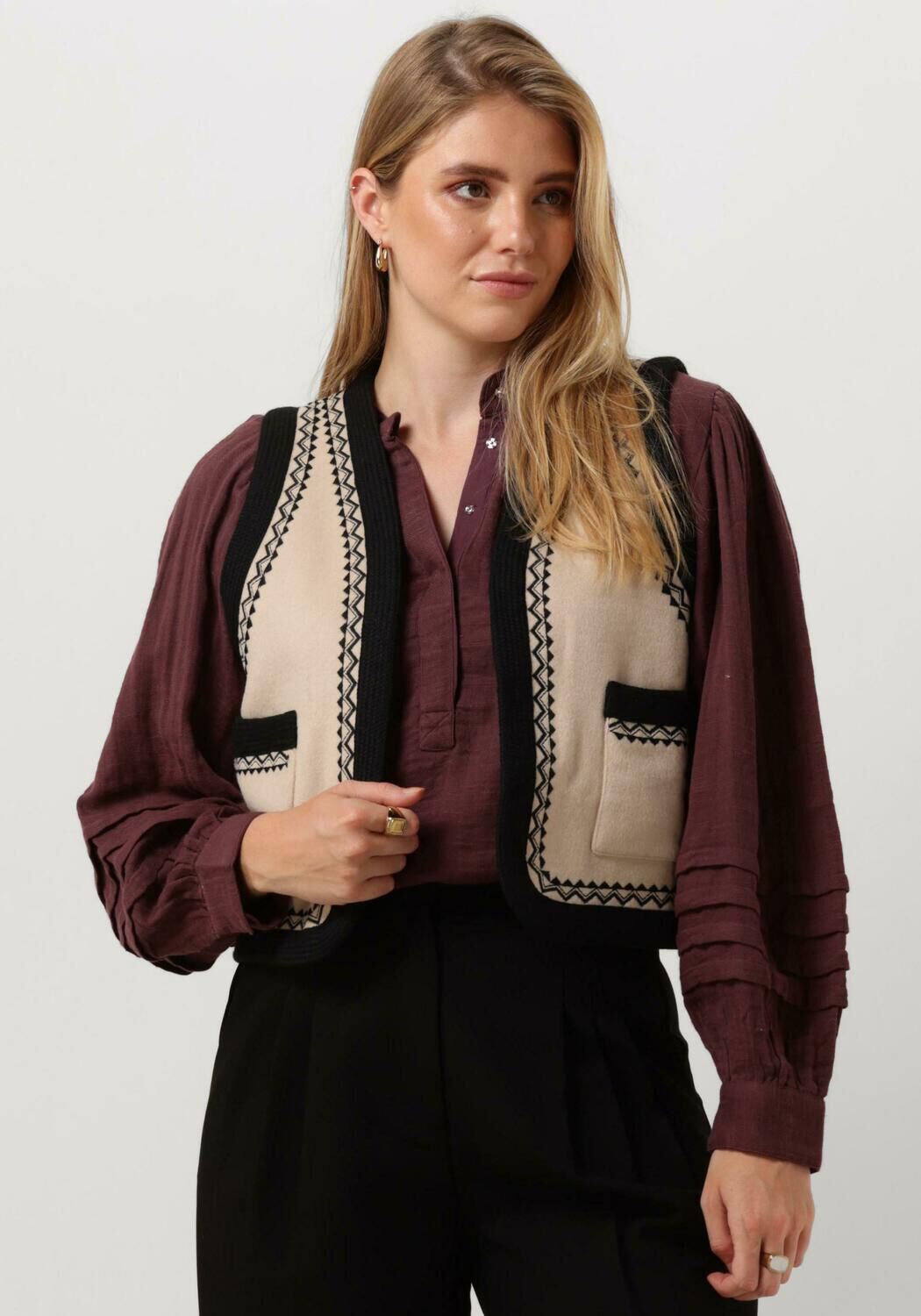 Antik Batik Gilet Dames Wilma Gilet, Maat: L, Kleur: Beige