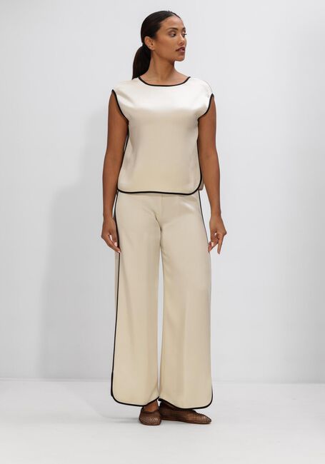 Creme FORTE FORTE Wijde broek ENVERS SATIN SHINY CROPPED PANTS - large
