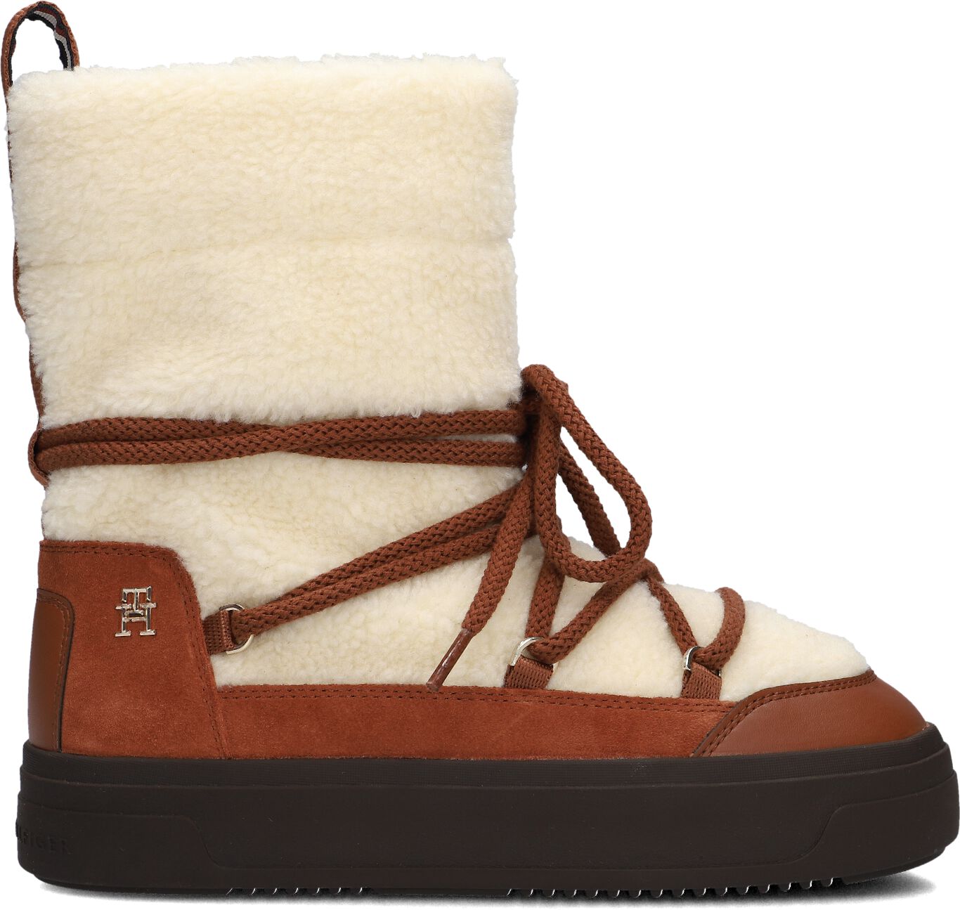 Tommy Hilfiger Snowboots Dames Lace-up Snowboot, Maat: 37, Materiaal: Textiel, Kleur: Cognac