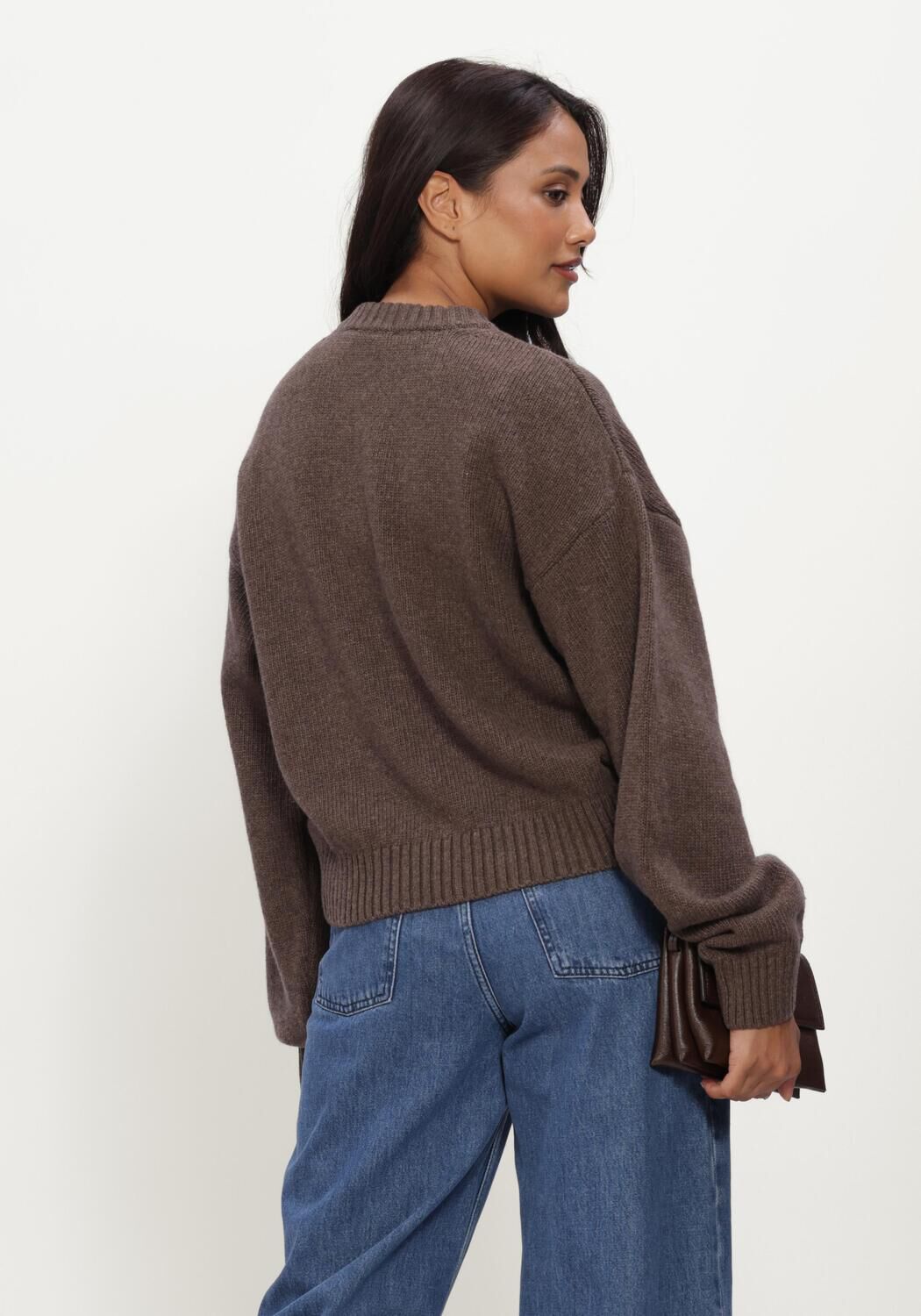 Bruine ROTATE Trui CREWNECK SWEATER - large