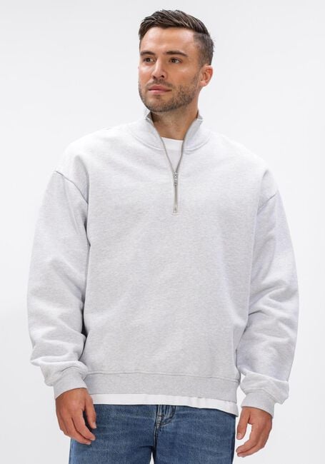 Lichtgrijze THE SAVAGE REPORT Sweater HALF ZIP - large