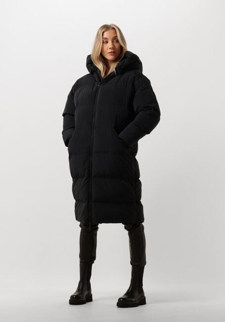 Zwarte BLONDE08 Gewatteerde jas LANG DOORGESTIKTE JAS - large