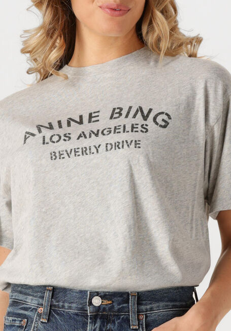 Grijze ANINE BING T-shirt COHEN TEE LOS ANGELS STENCIL - large
