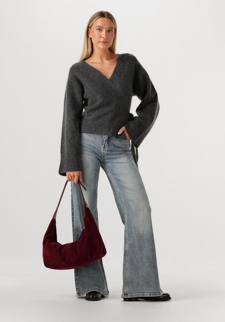 Donkergrijze SECOND FEMALE Vest BROOK KNIT WRAP CARDIGAN - large