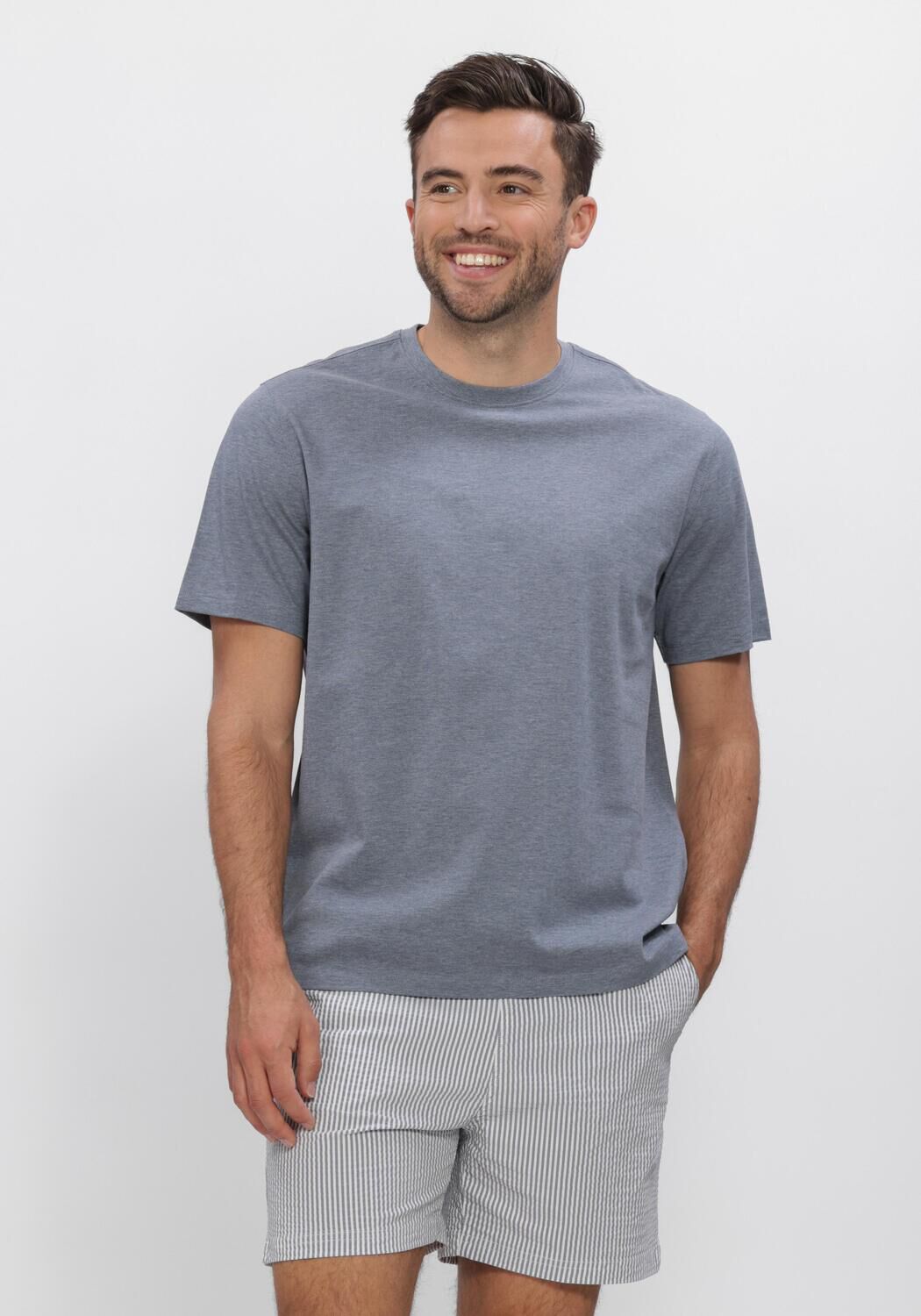 Blauwe PROFUOMO T-shirt T-SHIRT CREW NECK MERCERIZED STRETCH PIQUE - large