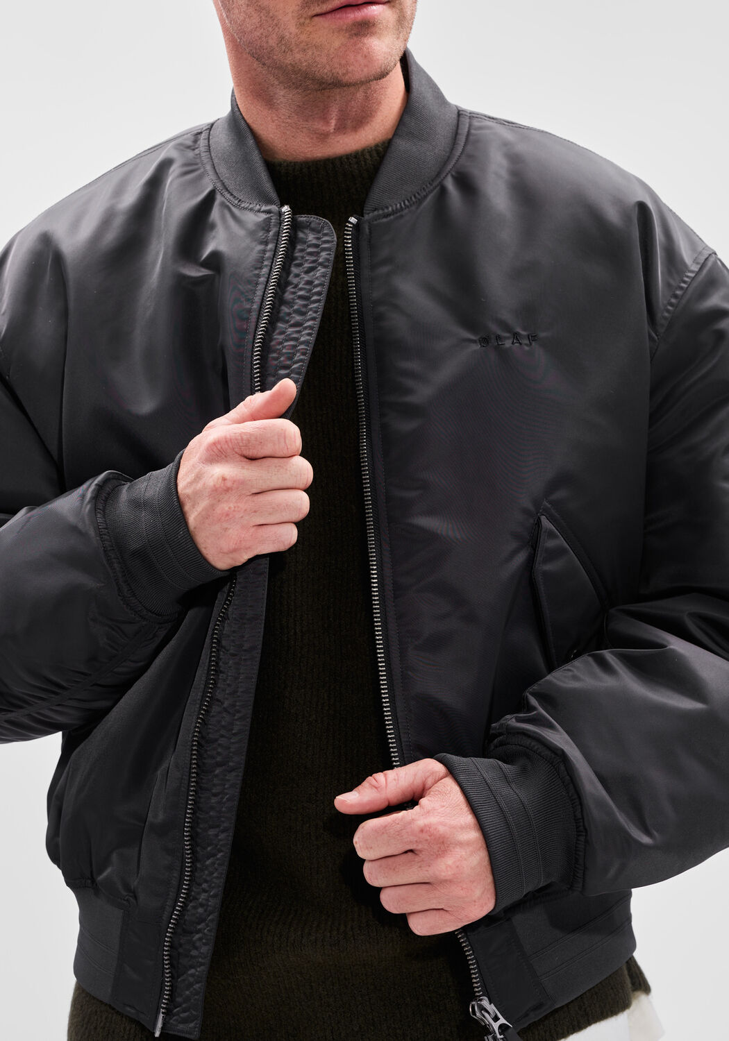 Zwarte OLAF HUSSEIN Jack BOMBER JACKET - large