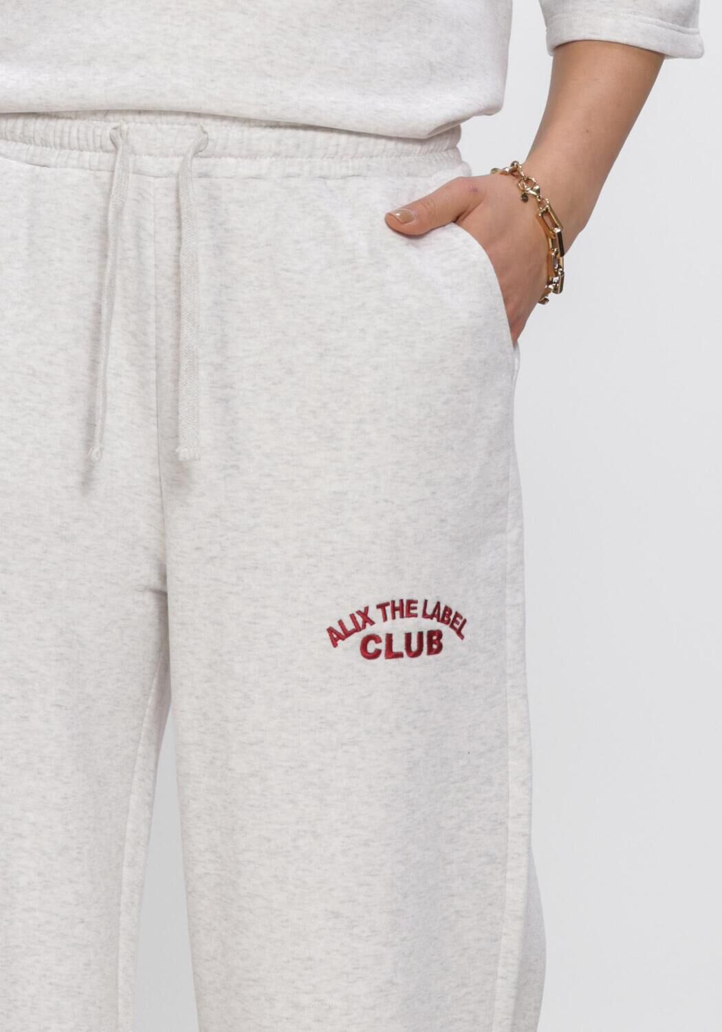 Lichtgrijze ALIX THE LABEL Broeken LADIES KNITTED WIDE LEG SWEAT PANTS - large