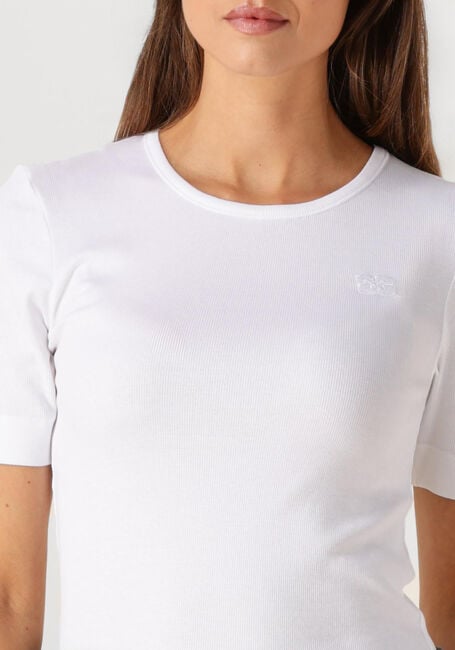 Witte GANNI T-shirt SOFT COTTON RIB SHORT SLEEVE T-SHIRT - large