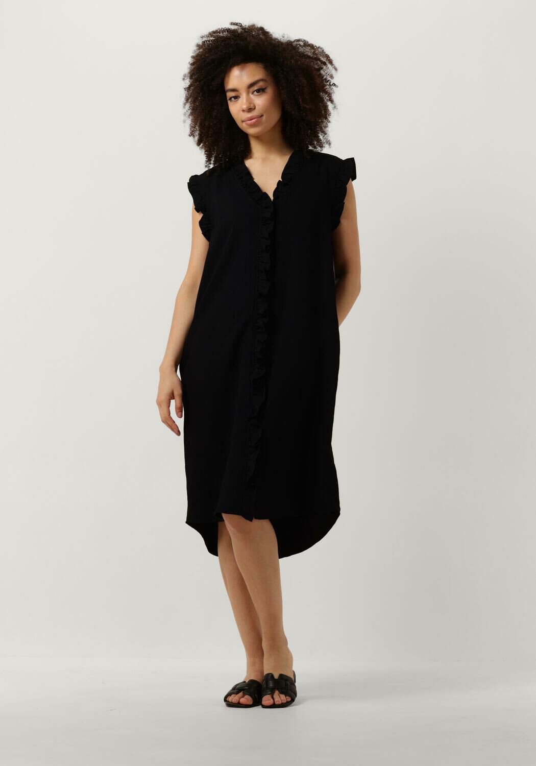 Co'Couture Mini Jurk Dames Sueda Frill Dress, Maat: XS, Kleur: Zwart