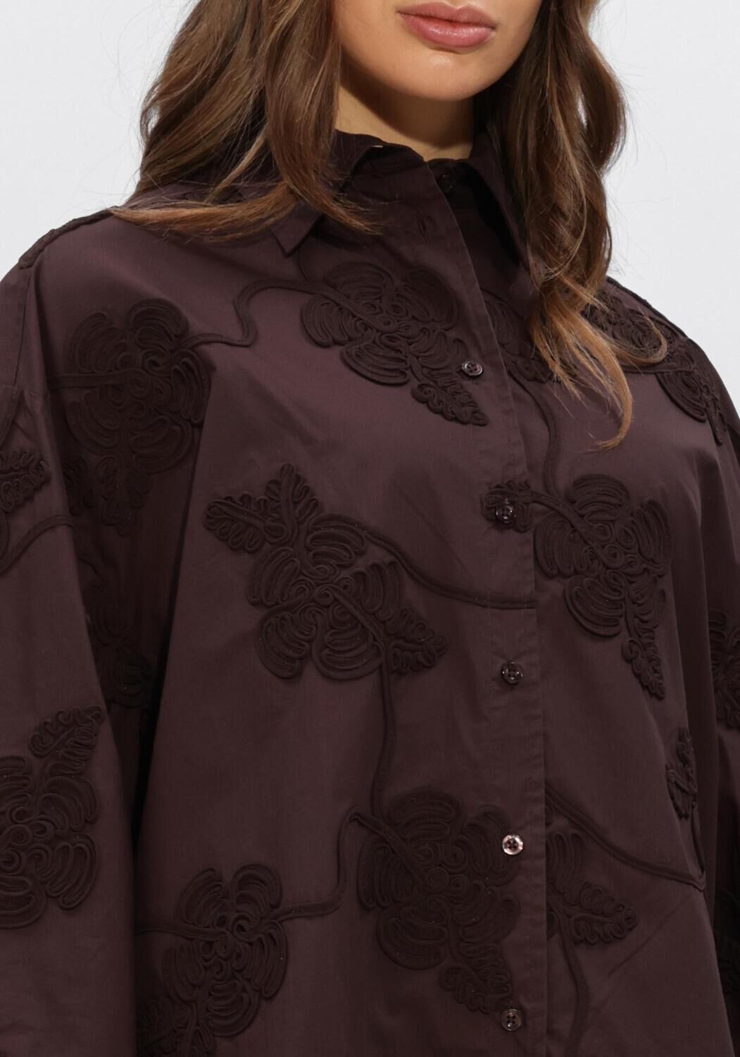 Bruine ROTATE Blouses FLOWER OVERSIZED SHIRT - large