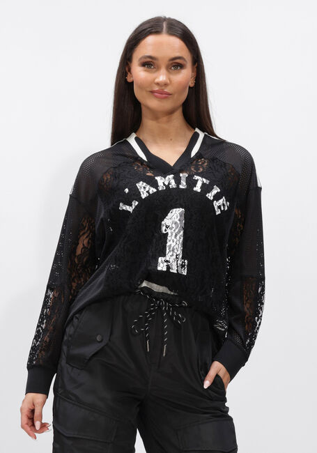 Zwarte HAUTE L'AMITI&Eacute; Top LACE FOOTBALL V-BLOUSE - large