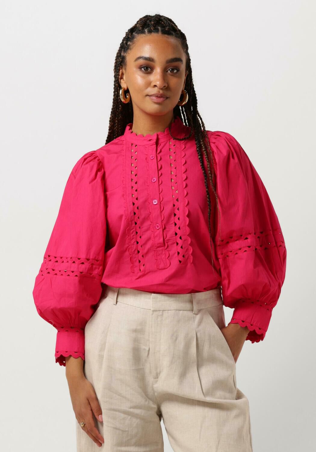 Antik Batik Blouse Dames Rodo Blouse, Maat: S, Kleur: Fuchsia