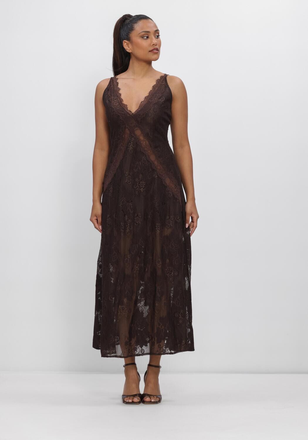 Bruine HERSKIND Midi jurk SORAY DRESS - large