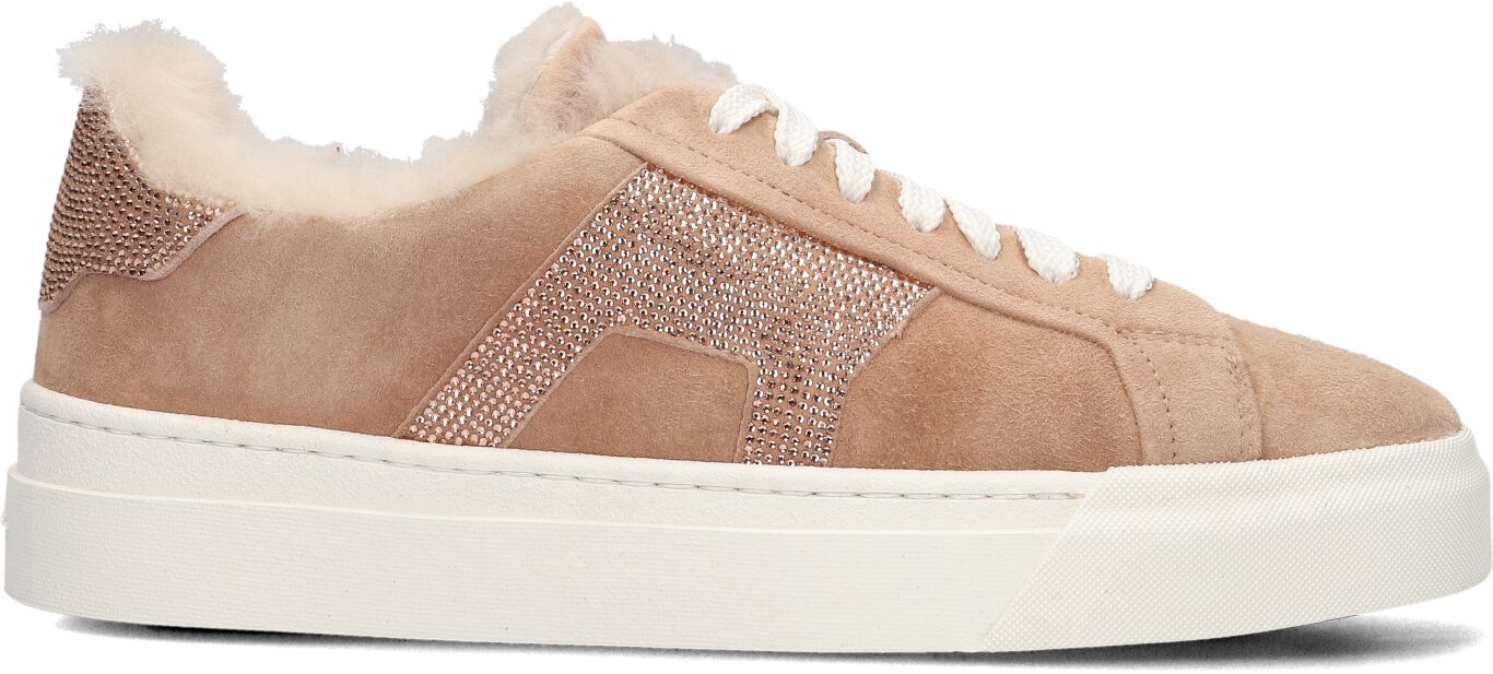 Santoni Lage Sneakers Dames Sue Glitter Sneaker, Maat: 39,5, Materiaal: Suède, Kleur: Bruin