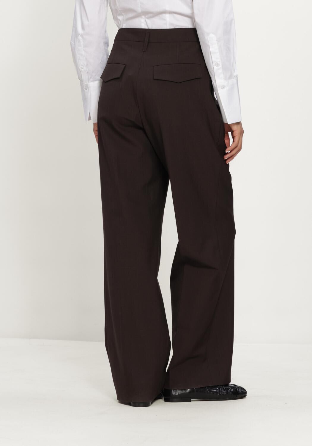 Bruine HERSKIND Wijde broek IVANO MID WAIST PANTS - large