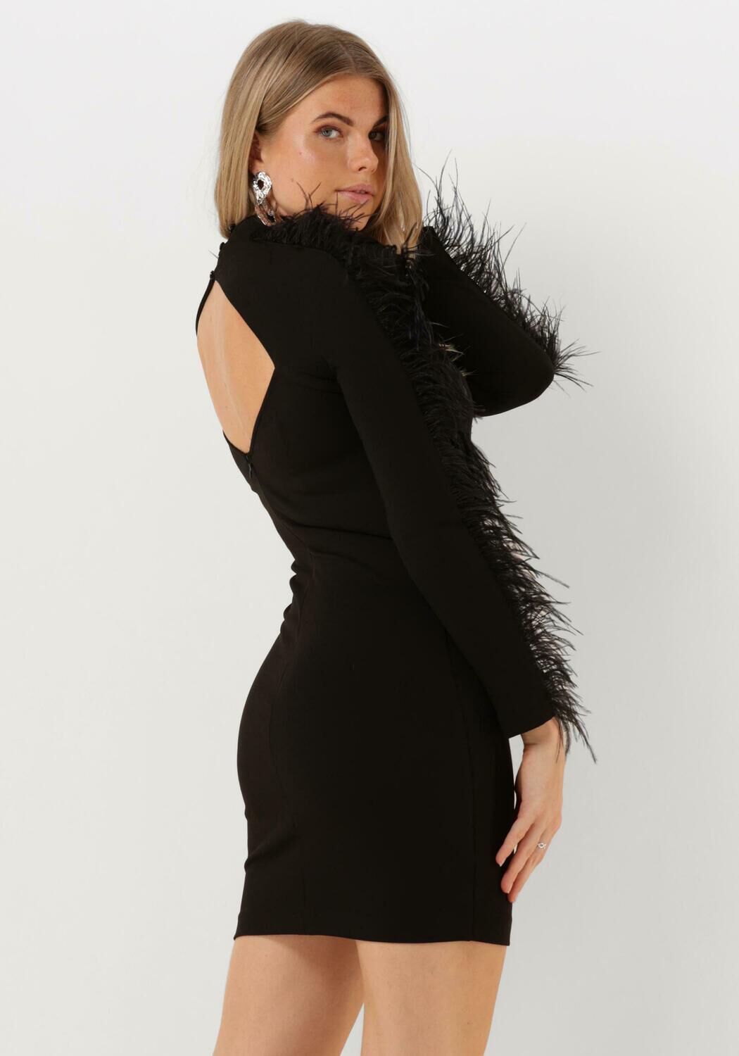 Access Mini Jurk Dames Long Sleeve Mini Dress With Feat, Maat: 34, Kleur: Zwart
