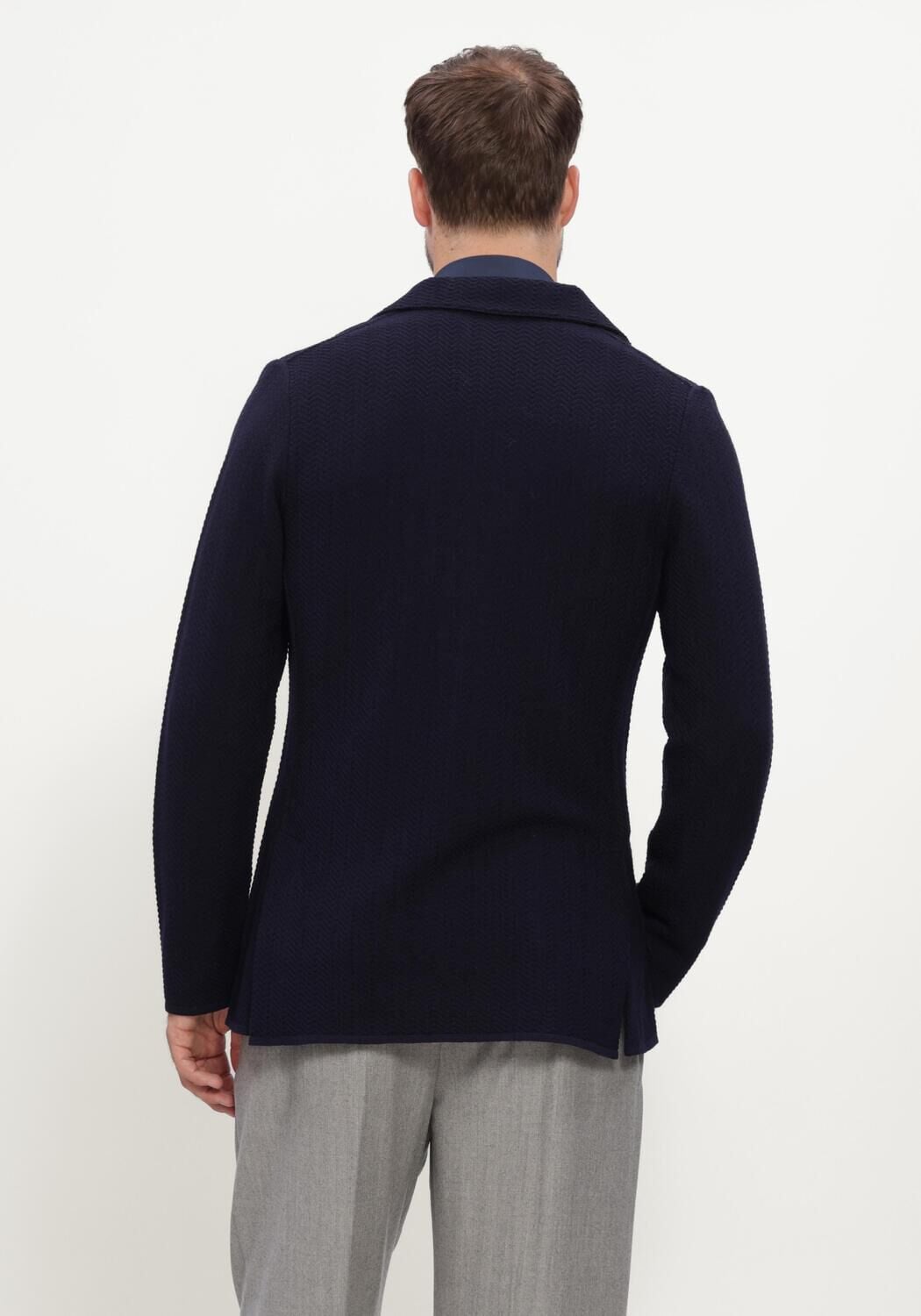 Donkerblauwe LARDINI Colberts GIACCA MAGLIA UOMO - large