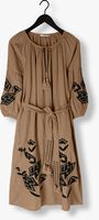 Bruine SUMMUM Maxi jurk DRESS LINNEN HEAVY EMBROIDERY - medium
