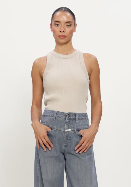 Beige OLAF HUSSEIN Top RETRO LOGO RIB TANK TOP - large