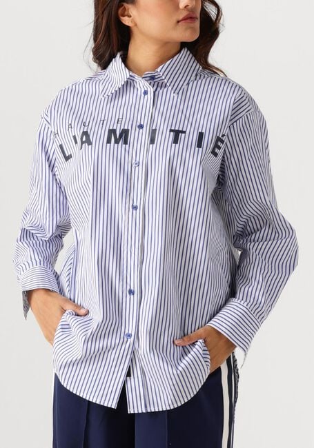 Blauwe HAUTE L'AMITIÉ Blouses STRIPE CHEST LOGO SHIRT - large