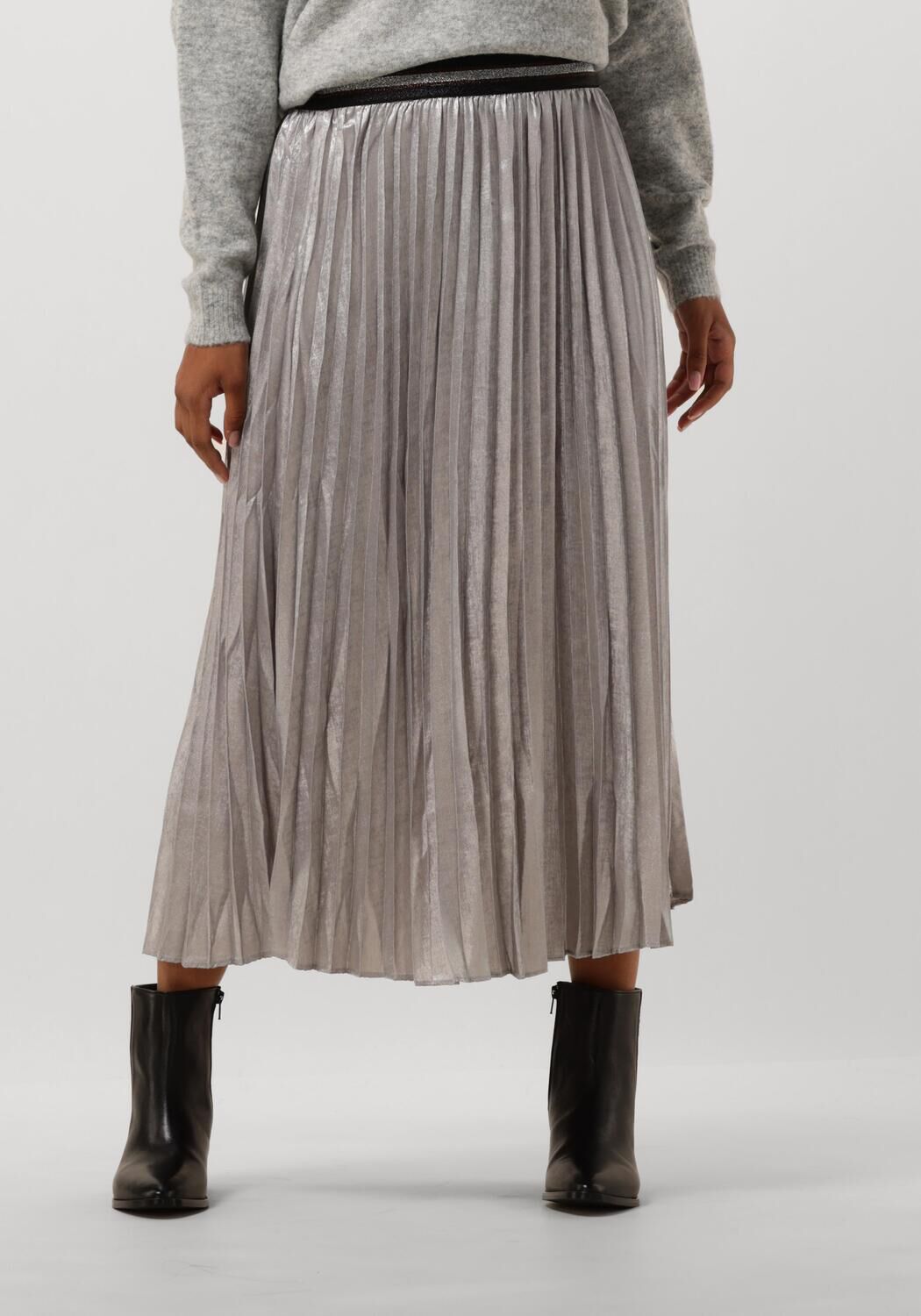 Summum Midirok Dames Pleated Skirt Lamee Metallic, Maat: 40, Kleur: Wit afbeelding 1