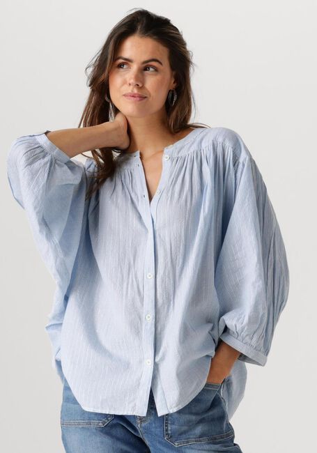 Lichtblauwe SUMMUM Blouses OVERSIZED BLOUSE MICRO STRIPE - large