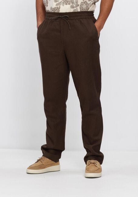 Bruine LES DEUX Wijde broek PATRICK LINEN PANTS - large