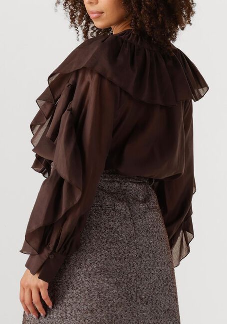 Bruine SECOND FEMALE Blouses FRIA FRILL BLOUSE - large