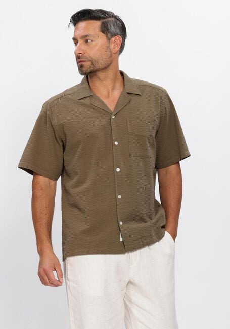 Khaki FOR&Eacute;T Casual overhemd PEER SEERSUCKER REGULAR SS SHIRT - large