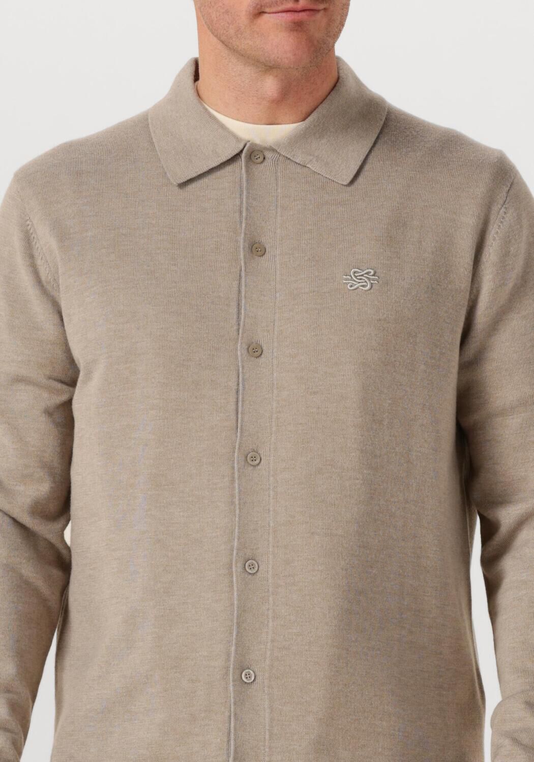 Beige FILLING PIECES Trui KNIT DRESS SHIRT - large