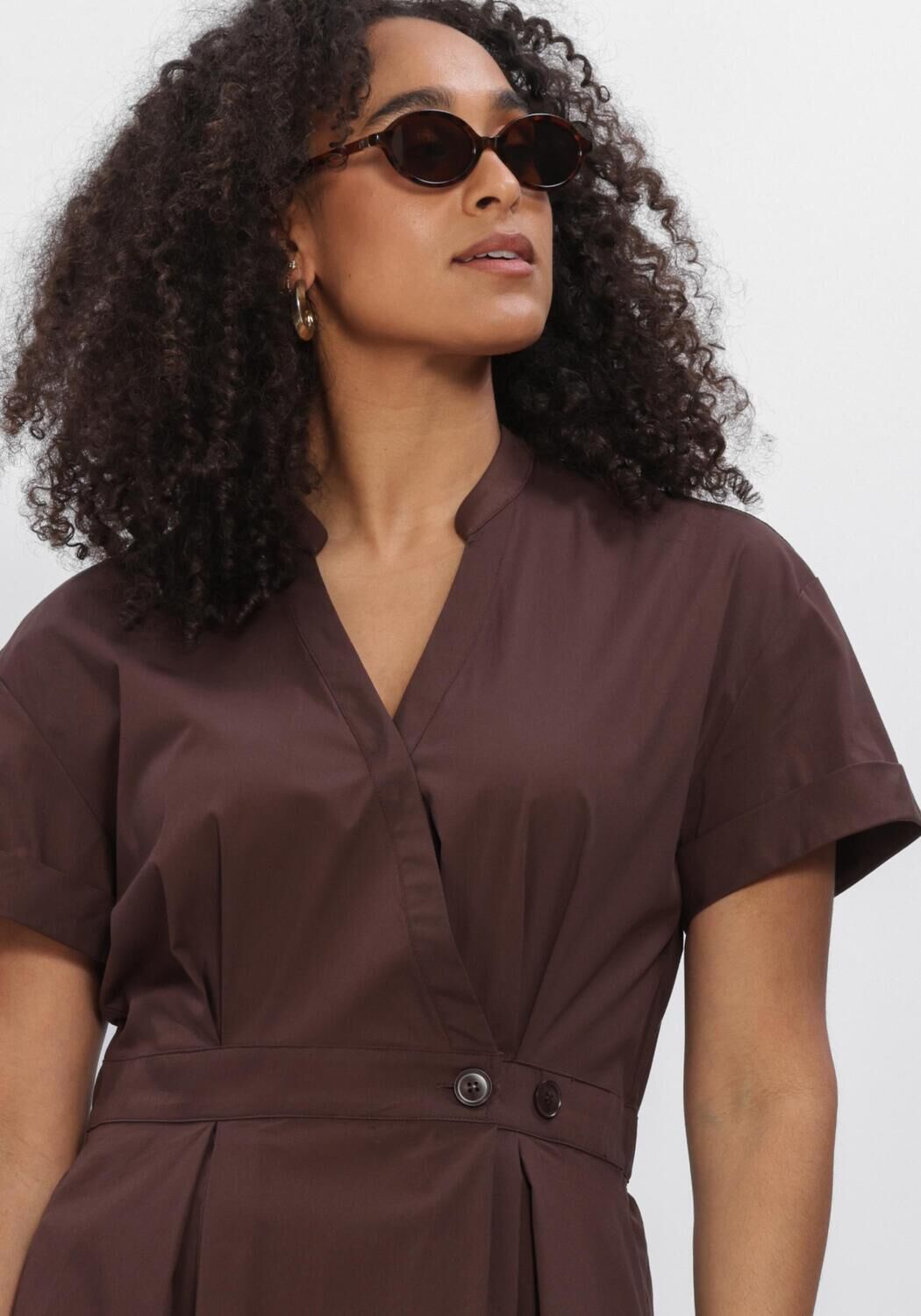 Bruine CO'COUTURE Midi jurk ELARACC WRAP SS DRESS - large