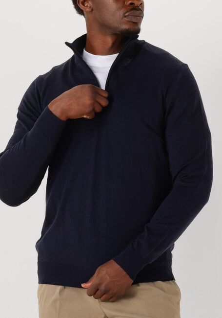 Donkerblauwe PROFUOMO Trui PULLOVER HALF ZIP MERINO - large