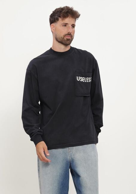 Zwarte HOPEIUM T-shirt UNLESS LONF SLEEVE TEE WITH POCKET BLACK - large