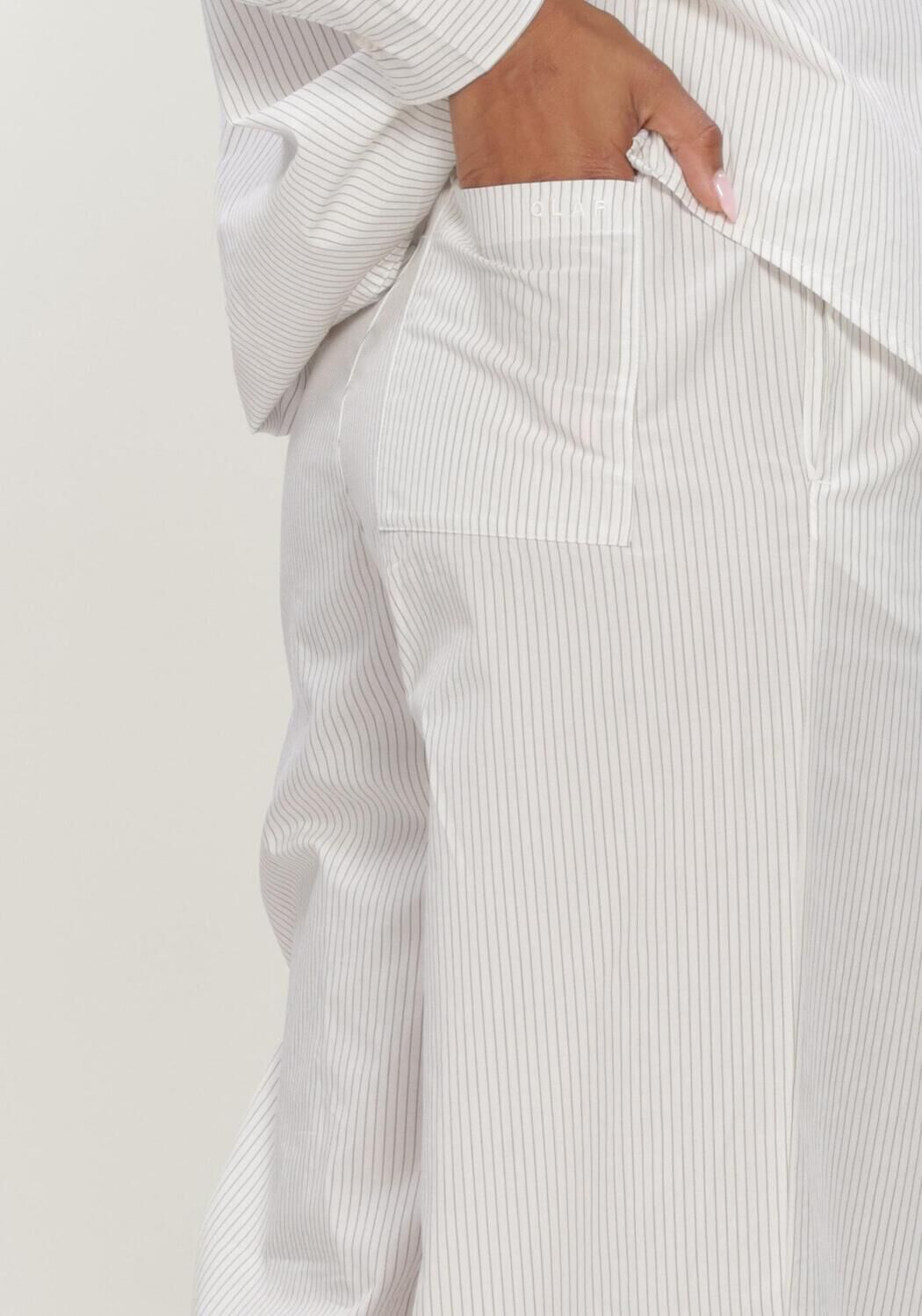 Ecru OLAF HUSSEIN Wijde broek STRIPE DRAPEY PANTS - large