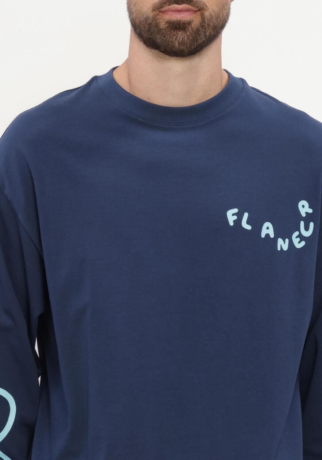 Donkerblauwe FLANEUR T-shirt BLOSSOM LONG SLEEVE - large