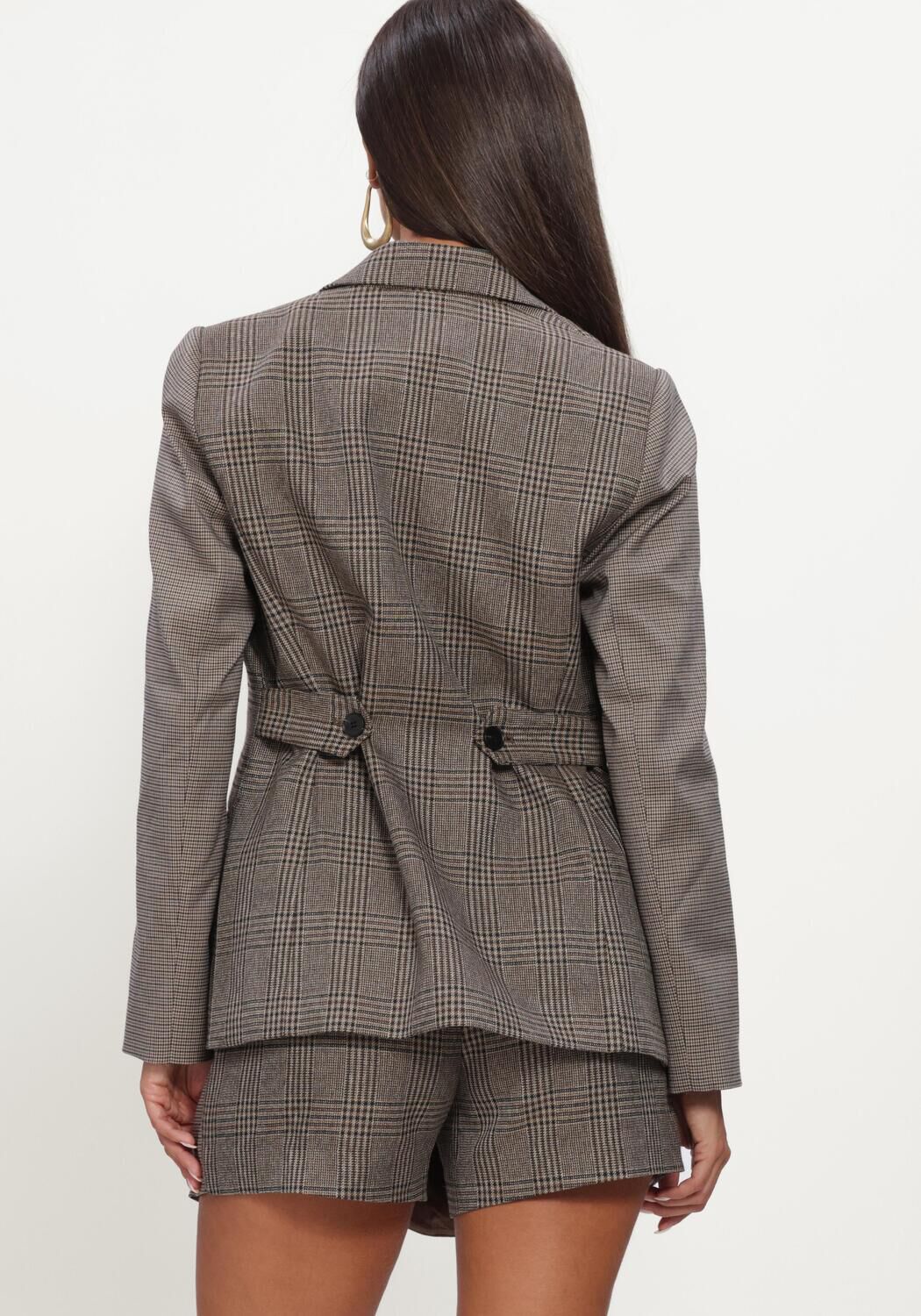 Taupe CO'COUTURE Blazer VEYACC CHECK FITTED BLAZER - large