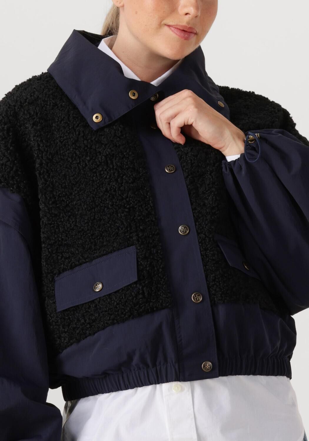 Donkerblauwe ULLA JOHNSON Teddy jas AIDAN TEDDY FLEECE JACKET - large