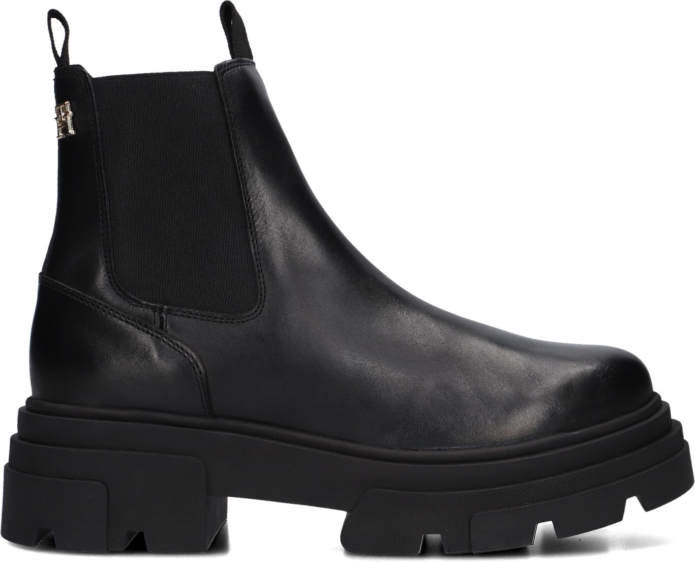 Tommy Hilfiger Chelsea Boots Dames Combat, Maat: 40, Materiaal: Leer, Kleur: Zwart