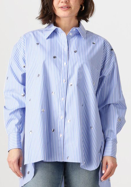 Blauwe DANTE6 Blouses QUE OVERSIZED STRIPE SHIRT - large