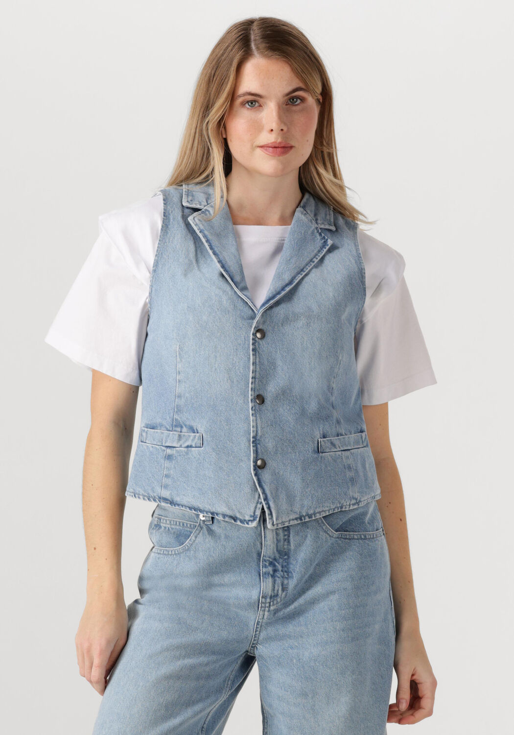 Penn & Ink Gilet Dames Waistcoat, Maat: 36, Kleur: Lichtblauw afbeelding 1