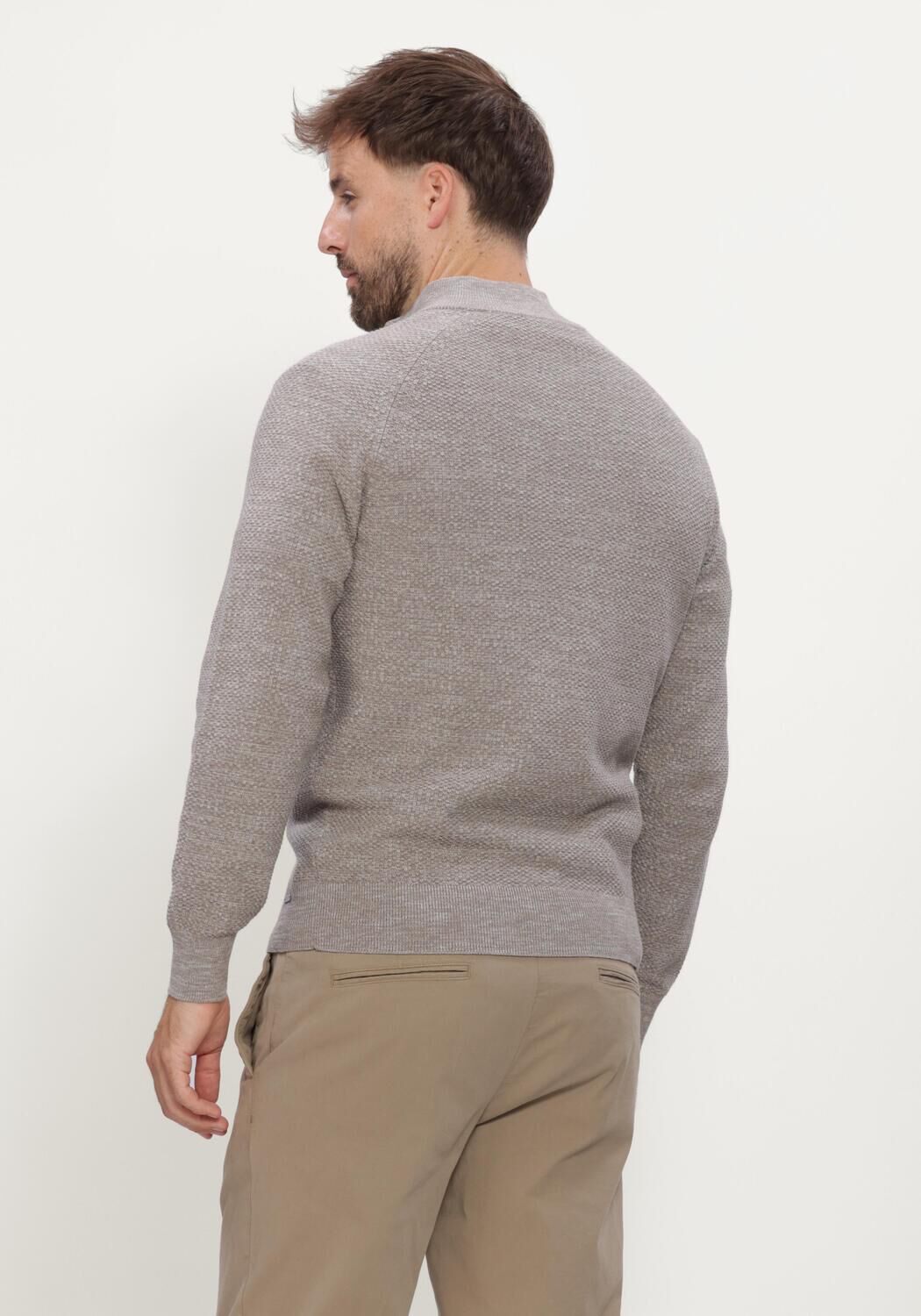 Taupe GENTILUOMO Trui TURTLE ZIP LS - large