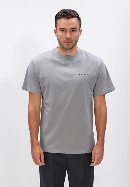 Grijze OLAF HUSSEIN T-shirt BRUSHSTROKE FACE TEE - large