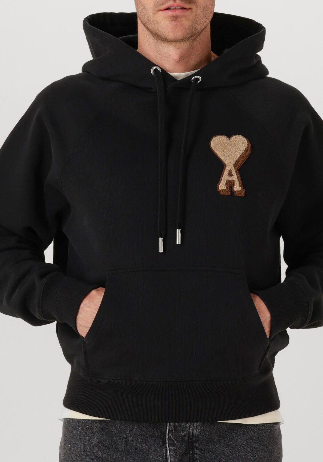 Zwarte AMI PARIS Trui HOODIE PATCH ADC - large